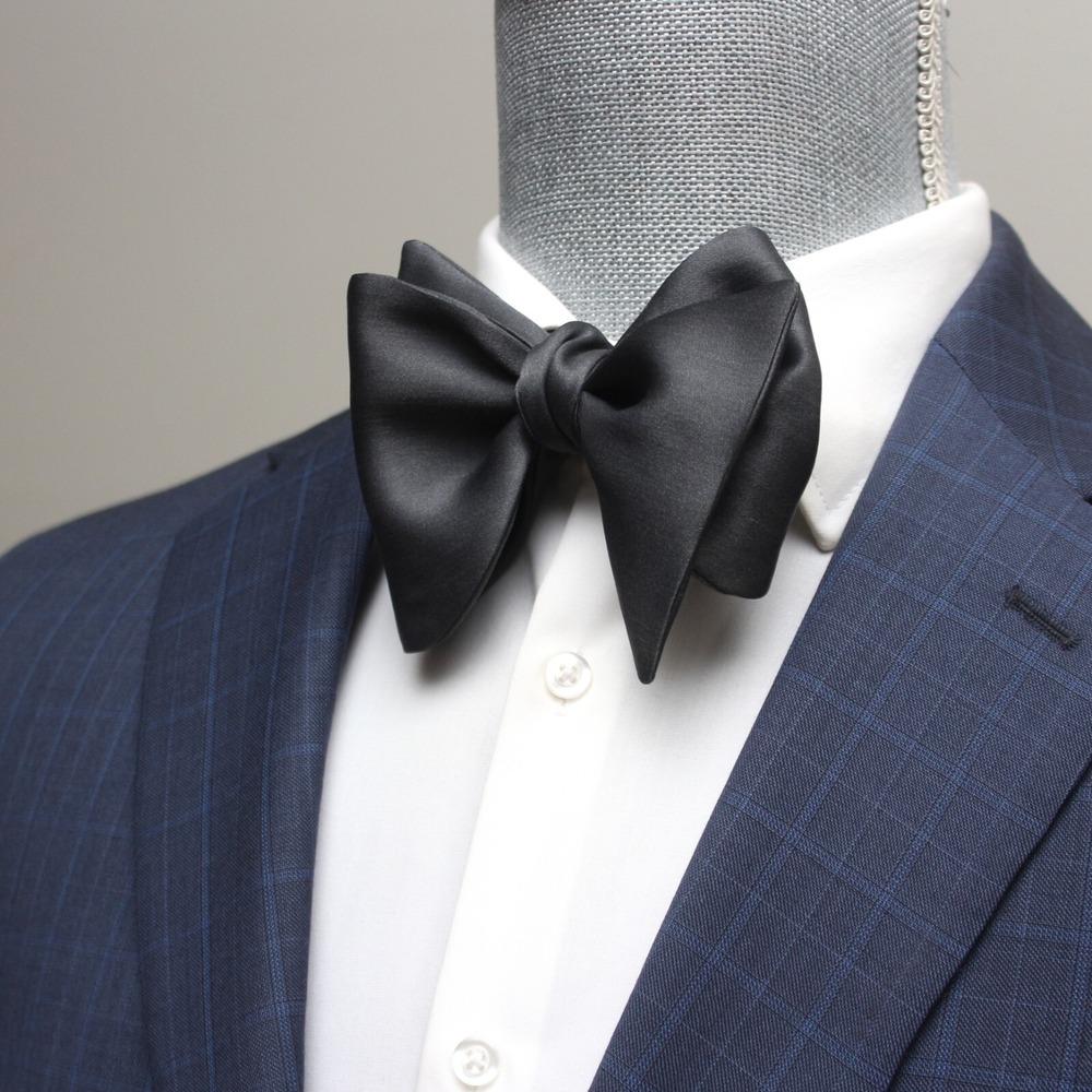 NWT Men's Self-tied Bow Tie Dark Grey Silk‎ Bowtie Big Butterfly S621